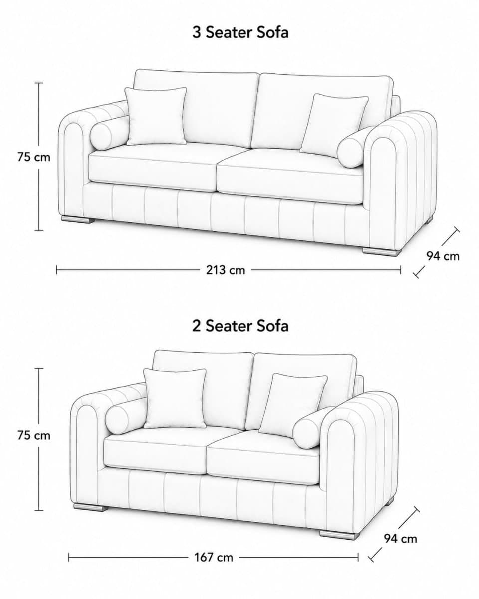 3+2 Seater Sofa Set — size guide